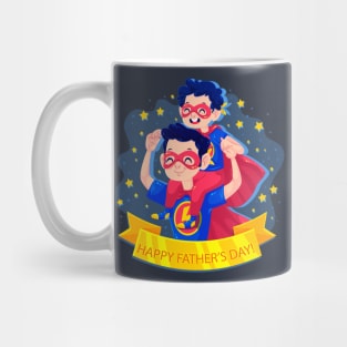 happy fathers day - super dad and super son Mug